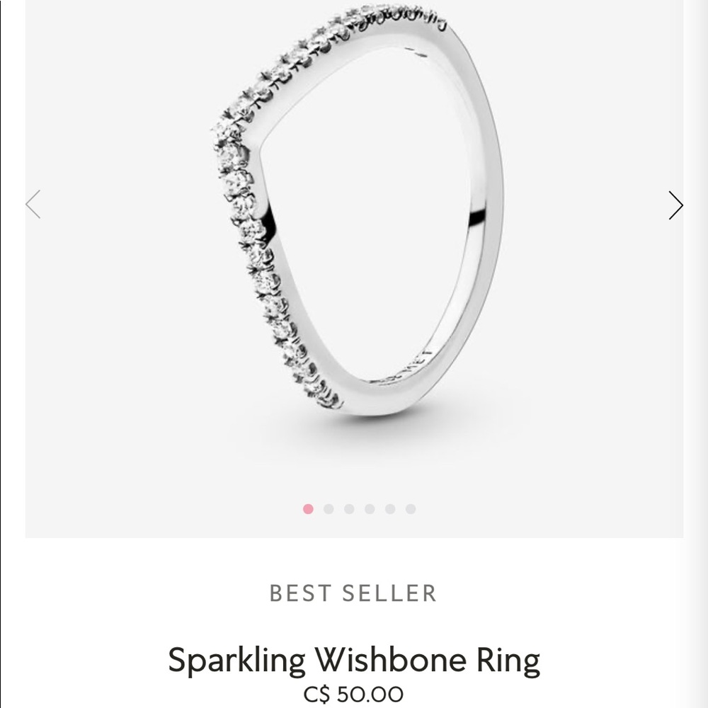 Sparkling wishbone pandora ring